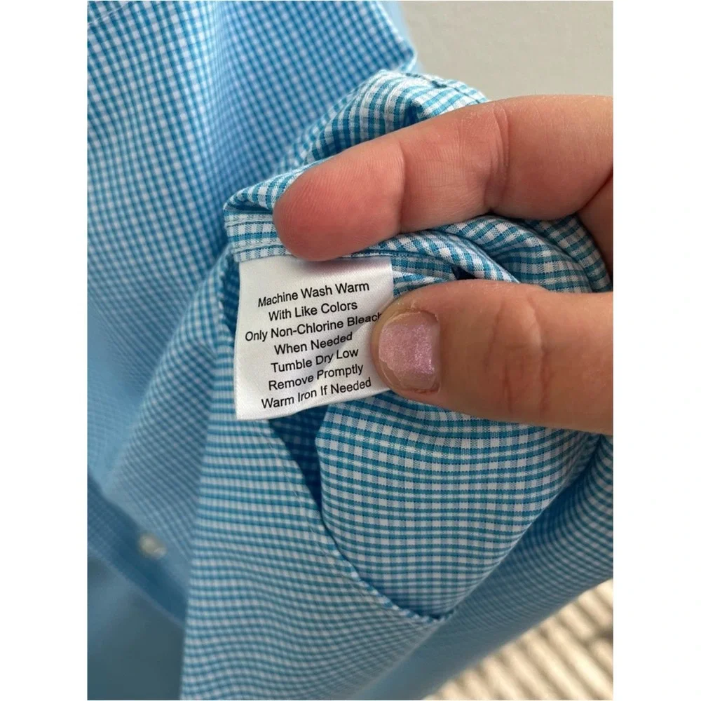 Pronto Uomo Classic Fit Light Blue Micro-Check Dress Shirt‎ 18 34/35